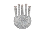 INGA JAHRA GREY VASE OVAL TUBE ACTIVE GLAZE 28X12X39CM