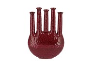 INGA JAHRA PURPLE VASE OVAL TUBE ACTIVE GLAZE 28X12X39CM