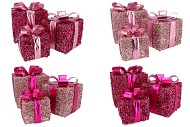 SPARKLE FUCHSIA GIFTBOX WITH LED SET 3 15/20/25CM