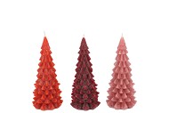 FROSTY RED MIX X-MAS TREE CANDLE 6X12CM ASS