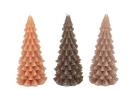 FROSTY WOODS BROWN MIX X-MAS TREE CANDLE 8X16CM ASS