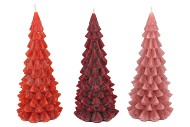 FROSTY RED MIX X-MAS TREE CANDLE 9X20CM ASS