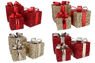 SPARKLE RED GIFTBOX WITH LED SET 3 15/20/25CM