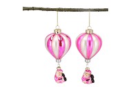 GLASSBALL ORNAMENTS BALLOON FUCHSIA MIX ASS S/2 7X7X16CM