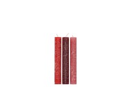 FROSTY RED MIX TAPER CANDLE 2X15CM