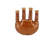 INGA JAHRA BROWN VASE OVAL TUBE ACTIVE GLAZE 23X10X27CM NM