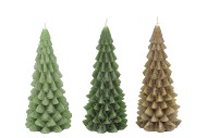 FROSTY GREEN MIX X-MAS TREE CANDLE 8X16CM ASS