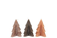 FROSTY WOODS BROWN MIX PINE TREE CANDLE 6X8CM ASS