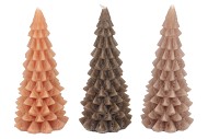 FROSTY WOODS BROWN MIX X-MAS TREE CANDLE 9X20CM ASS