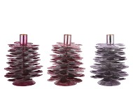 COSMO SWEETS LILA MIX CANDLE HOLDER PINE CONE ASS 12X12X15CM