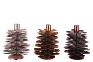 COSMO COPPER MIX CANDLE HOLDER PINE CONE ASS 12X12X15CM