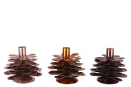 COSMO COPPER MIX CANDLE HOLDER PINE CONE ASS 12X12X10CM