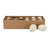 EGGS GANZEN NATURAL WHITE GLITTER P/12