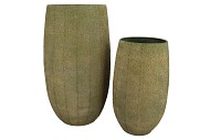 CASABLANCA GREEN VASE IRON S/2 44X81CM/34X60CM