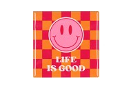 TILE LIFE IS GOOD PINK/ORANGE 10X10X1CM