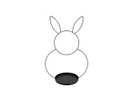 RABBIT METAL STAND WITH COASTER AND GLASS 41X25CM