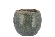 IRON STONE BLUE BALL POT 16X16X12CM