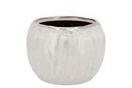 IRON STONE WHITE BALL POT 18X18X14CM