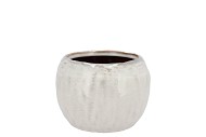 IRON STONE WHITE BALL POT 14X14X10CM