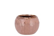 IRON STONE OLD PINK BALL POT 14X14X10CM