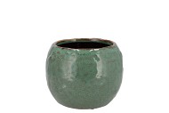 IRON STONE GREEN BALL POT 14X14X10CM