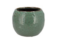 IRON STONE GREEN BALL POT 18X18X14CM