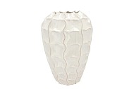 LIMA WHITE VASE LONG CARVE 26X26X37CM