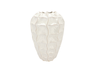 LIMA WHITE VASE LONG CARVE 22X22X29CM