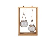 POLLY WOOD RACK 2 GLASS HANGING 19X8X29CM