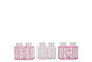 POLLY PINK MIX METAL RACK 2 GLASS ROUND ASS 13X7X8CM