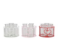 POLLY RED MIX METAL RACK CIRCLE 3 GLASS ROUND ASS 14X8CM