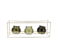 POLLY SUMMER GREEN MIX METAL RACK 3 GLASS ASS 35X11X13CM