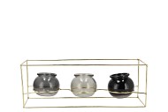 POLLY SUMMER GREY MIX METAL RACK 3 GLASS ASS 35X11X13CM