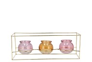 POLLY DREAMY PASTEL MIX METAL RACK 3 GLASS ASS 35X11X13CM