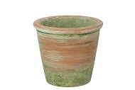 CEMENT POT OUD GROEN ROOD 16X14CM