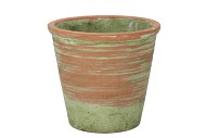 CEMENT POT OUD GROEN ROOD 20X18CM