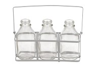 METAL RACK + 3-GLASS BOTTLES