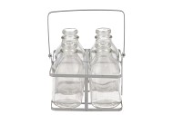 METAL RACK + 4-GLASS BOTTLES 12X12X12CM