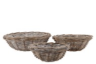 RATTAN BOWL ROUND GREY 3PCS 45X15CM NM