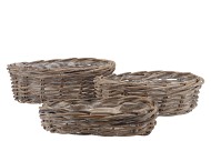 ROTIN EN COUPE OVALE GRIS WHITEWASH 44X32X15CM SET DE 3 PIÈCES