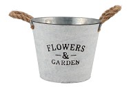 ZINC ROPE ROUND POT + HANDLES 23X18CM