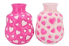 HEARTBREAKER FUCHSIA/PINK MIX VASE ASS 21X21X27CM